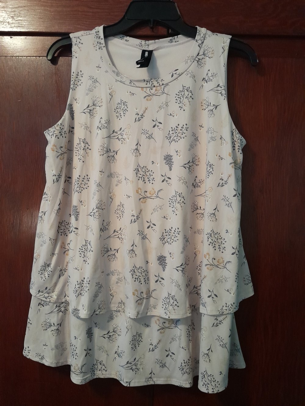 Agnes & Dora White Layered Tank with Gray and Yellow Floral Print